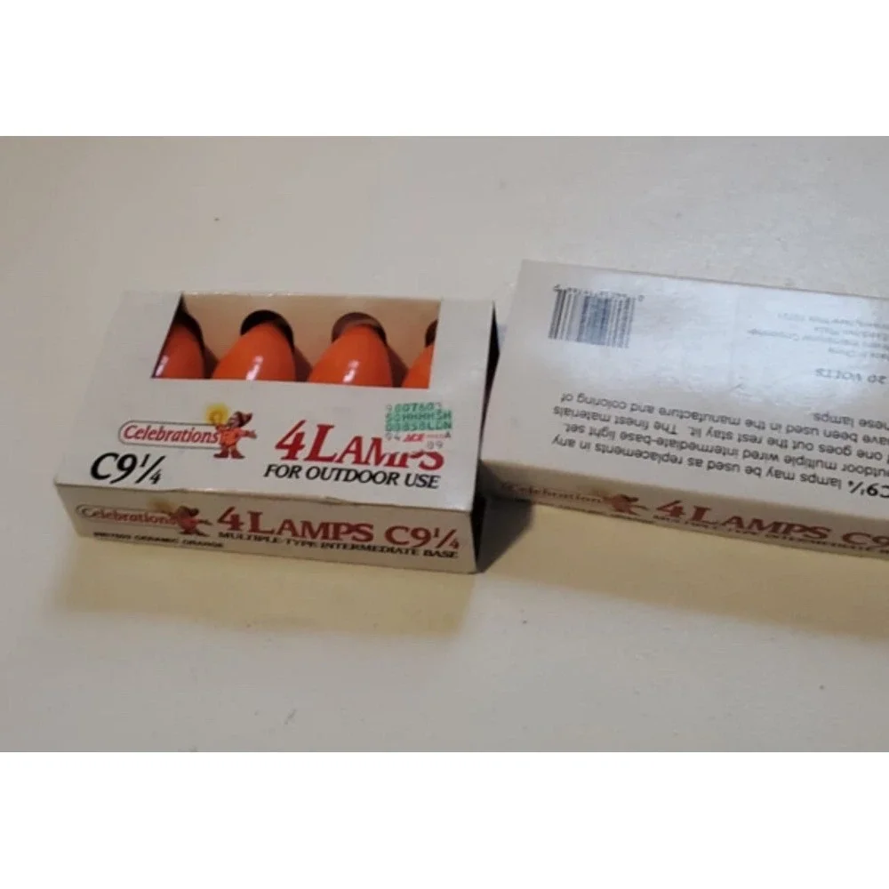 Vintage Celebrations 8-Orange‎ Bulbs C9 1/4 Ceramic  Replacement bulbs (2)
